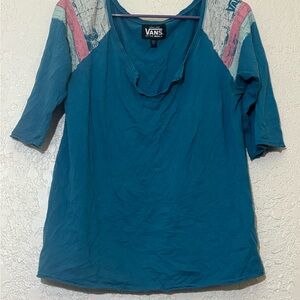 Vans L Blue and Pink Women's Short Sleeve Tee